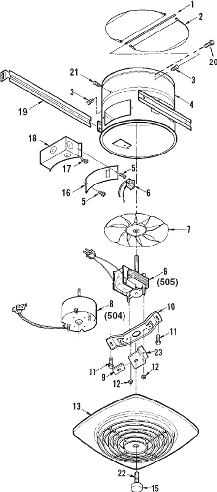 Nautilus N285 Exhaust Fan Parts breakout small