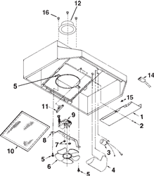 Broan 533601 One-Speed Round Range Hood Parts breakout large