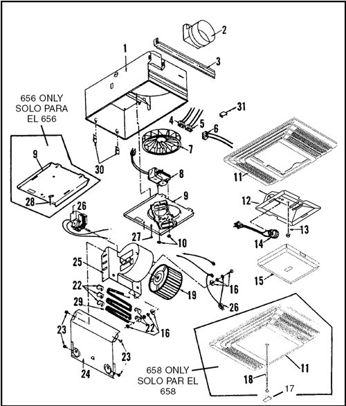 Broan 658 Bathroom Fan With Heater Parts breakout large