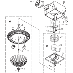 Broan 742WH Bathroom Exhaust Fan/Light Parts breakout large