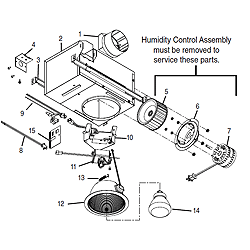 Broan 744LED Bathroom Exhaust W/ Can Light Parts breakout large