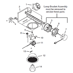 Broan 744FL  Exhaust Fan W/Fluorescent Light Parts breakout large