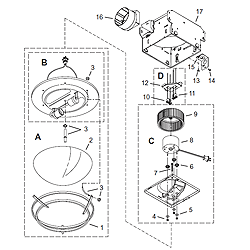 Broan 757PT Fan/Light Exhaust Fan Parts breakout large