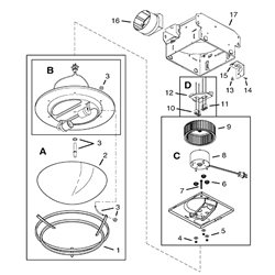 NuTone 757SNNT Decorative Exhaust Fan/ Light Parts breakout large