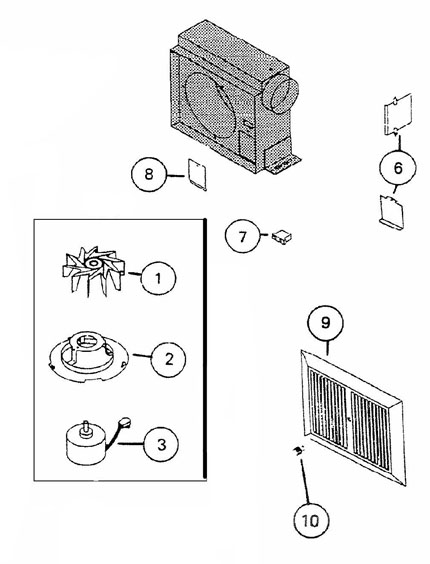 NuTone 8830 Exhaust Fan Parts breakout large