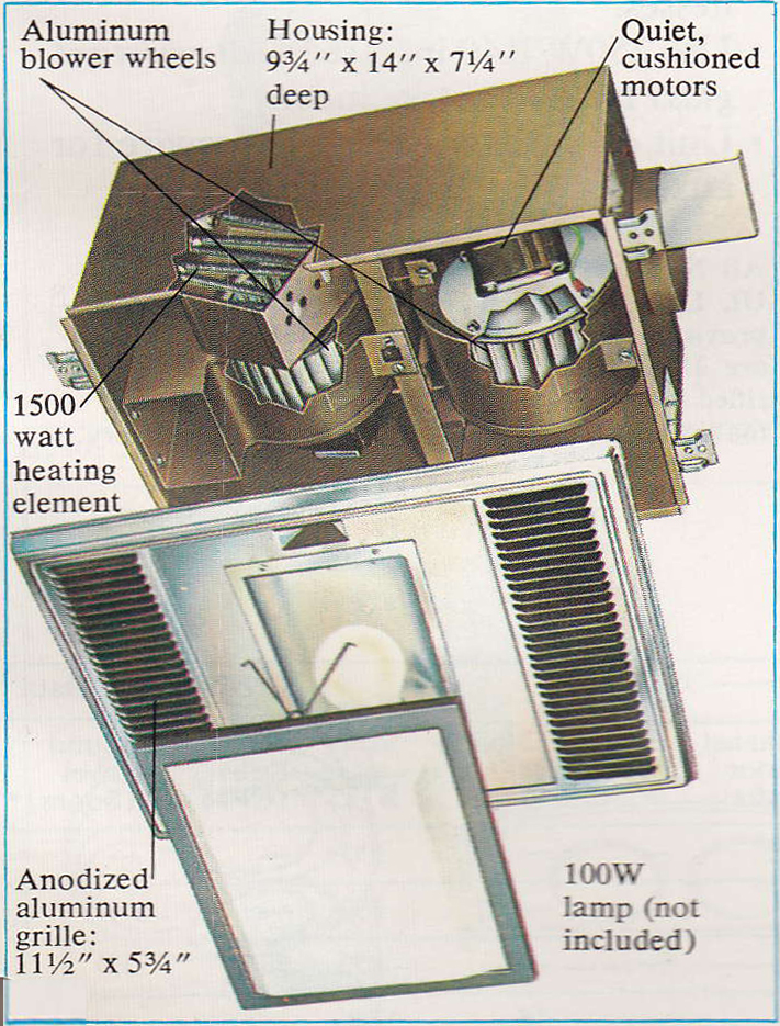 NuTone 9605 Deluxe Heat-A-Vent Parts