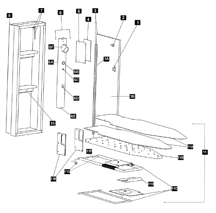 IronAway A-42 Ironing Center Parts breakout large