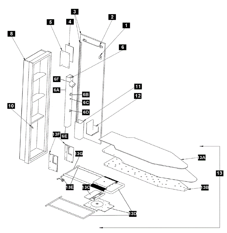 IronAway AE-46 Ironing Center Parts, Swival Board, Light, Timmer, Plug, Auto Shut off breakout large