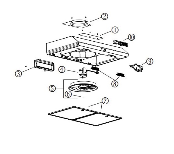 Broan BKDB130BL Black Rangehood 250cfm breakout large