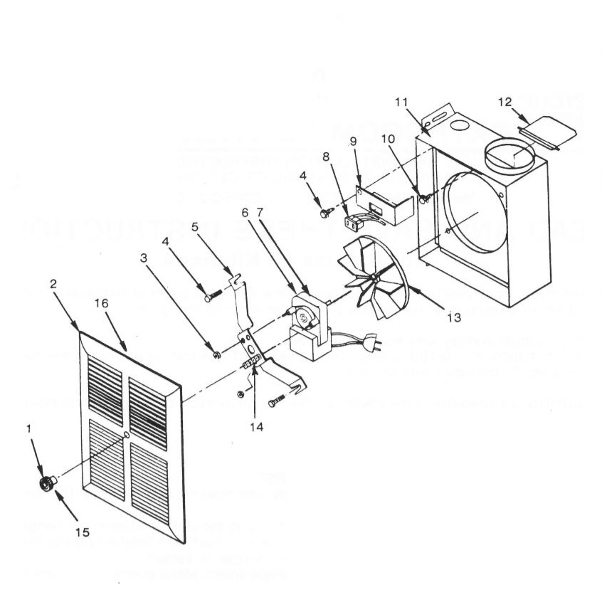 Mercury C305A1 Economy Exhaust Fan Parts breakout large