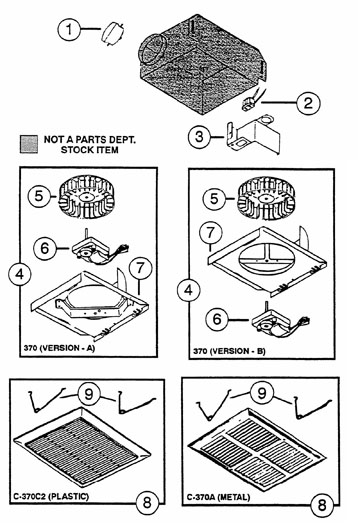 Village VC307C2  Exhaust Fan Parts breakout small