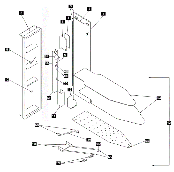 IronAway E-46 Ironing Center Parts Electrical, No Swival breakout large