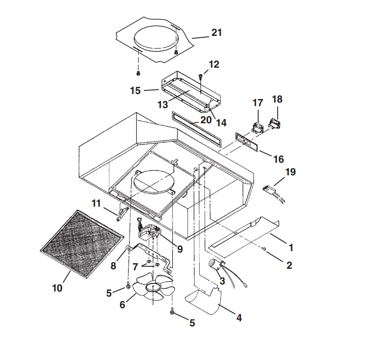 Kenmore 50622 Kitchen Rangehood Parts breakout large