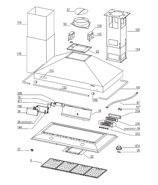 BEST IEX222SS Kitchen Rangehood Parts breakout large