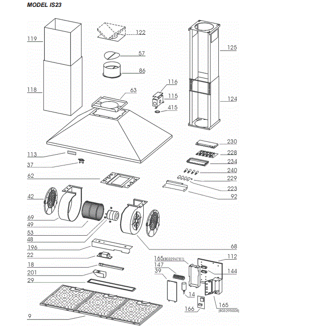 BEST IS23BL Island Range Hood Parts breakout large