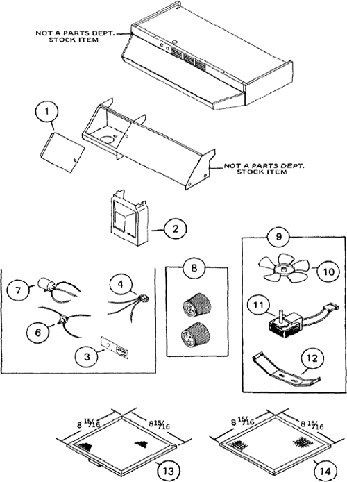 NuTone VM4T Non-Duct Range Hood Parts breakout large