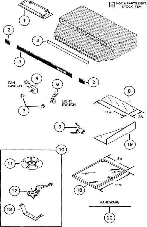 NuTone VM6100N Range Hood Parts breakout large