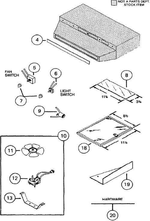 NuTone VM6300N Range Hood Parts breakout large