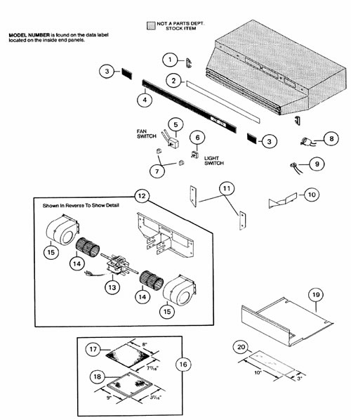 NuTone NN8300 Range Hood Parts breakout large