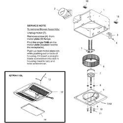 NuTone QTRN110L Ventilation Fan/Light 110 Cfm Parts breakout large