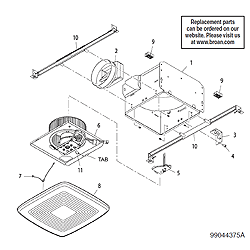 Broan QTXE050 Ventilation Fan Parts breakout large