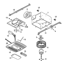 NuTone QTXEN110SFLT Humidity Sensing Fan/Light Parts breakout large