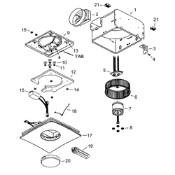 NuTone QTXEN150FLT Ventilation Fan/Light 150 Cfm Parts breakout large