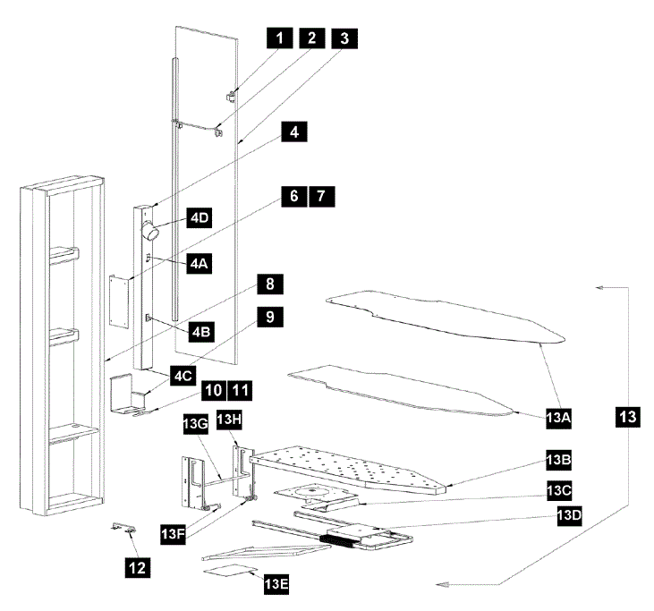 IronAway UD-42 Ironing Center Parts ADA Aproved, Swival, Adjustable heights, Electrical breakout large