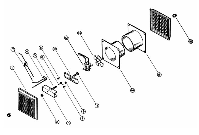 Mercury W110C Economy Exhaust Fan Parts breakout large