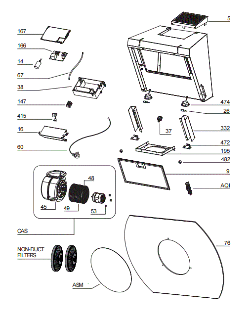 BEST WC43I80W Kitchen Range Hood Parts breakout large