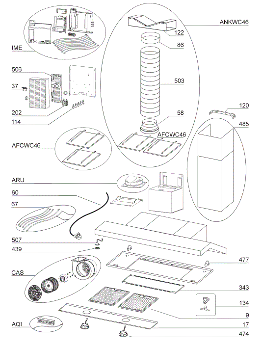 BEST WC46IQ42SB Range Hood Parts breakout large