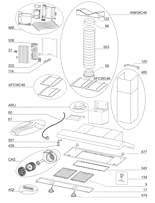 BEST WC46IQ90SB Range Hood Parts breakout large