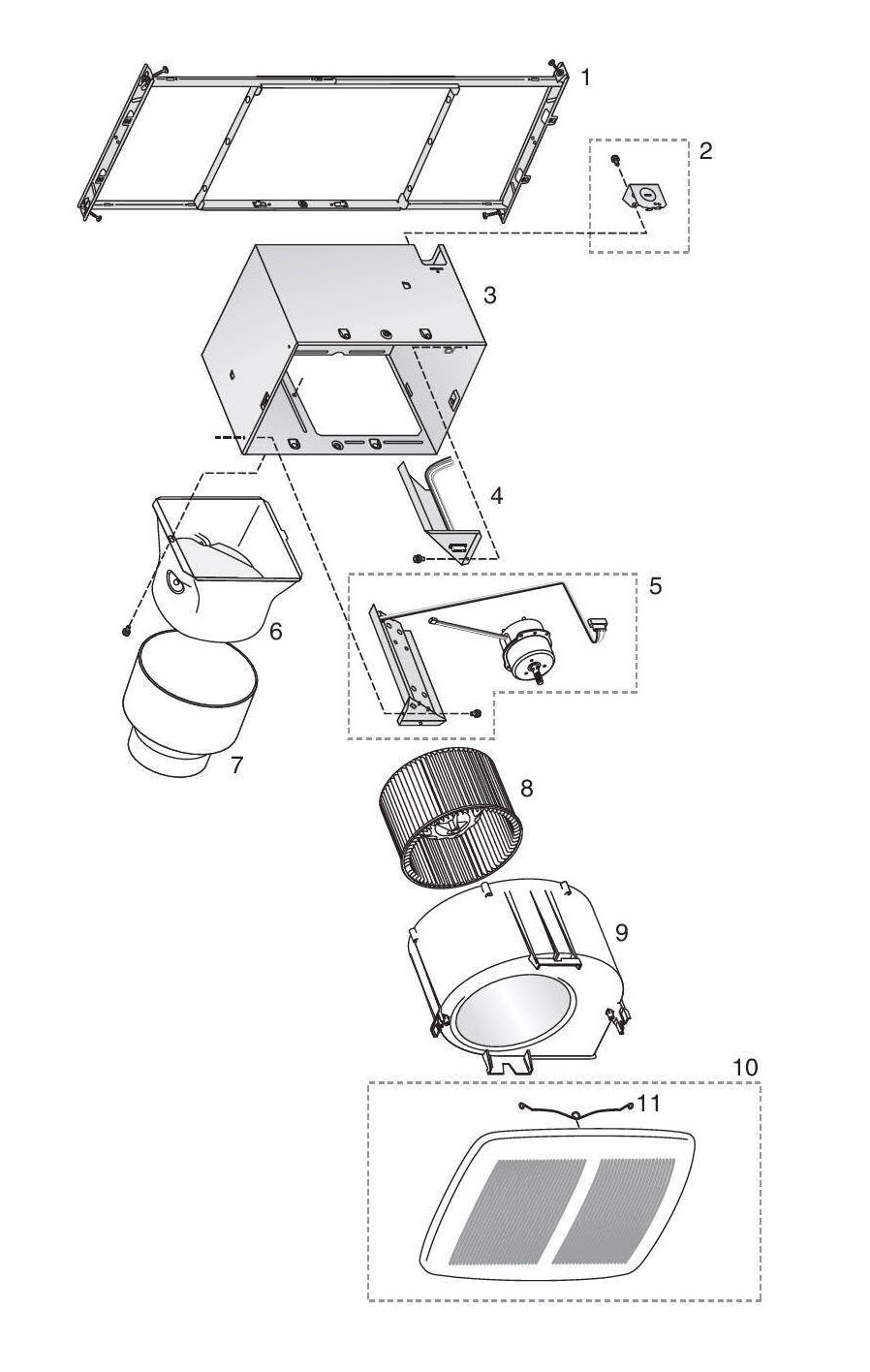 Broan XB110 Bathroom Fan 110 Cfm Parts breakout large