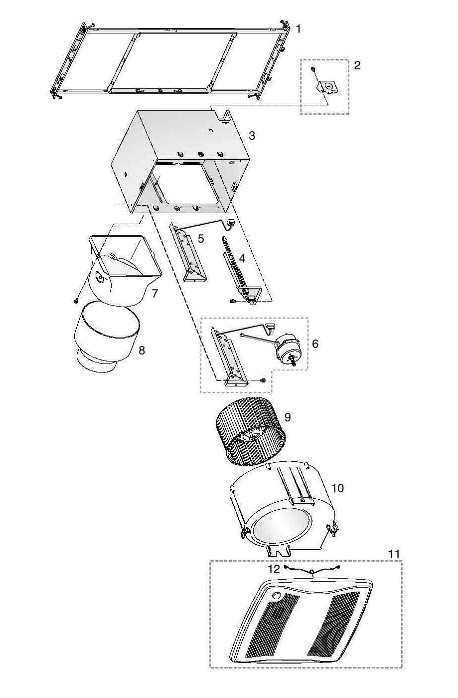 Broan ZB80M Bathroom Fan 80 Cfm Parts breakout large