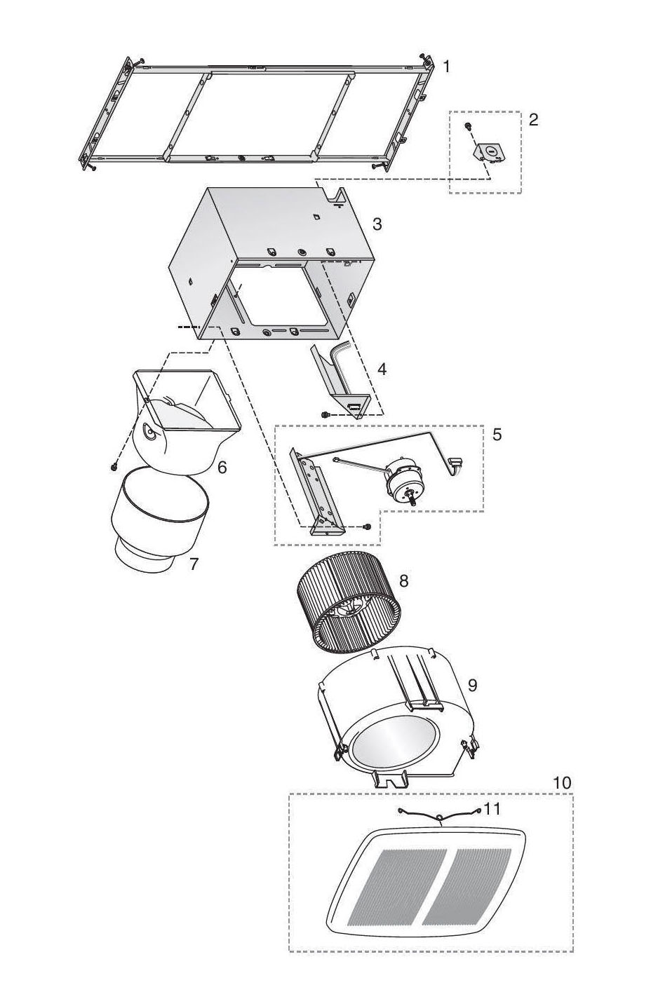 Broan ZB80 Bathroom Fan 80 Cfm Parts